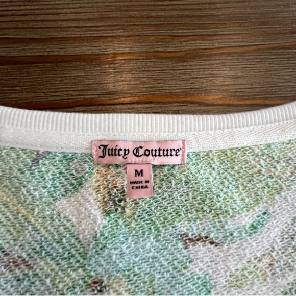 JUICY COUTURE PALM PRINT T-SHIRT TROPICAL RESORT GREEN WHITE TOP CASUAL - Picture 14 of 14